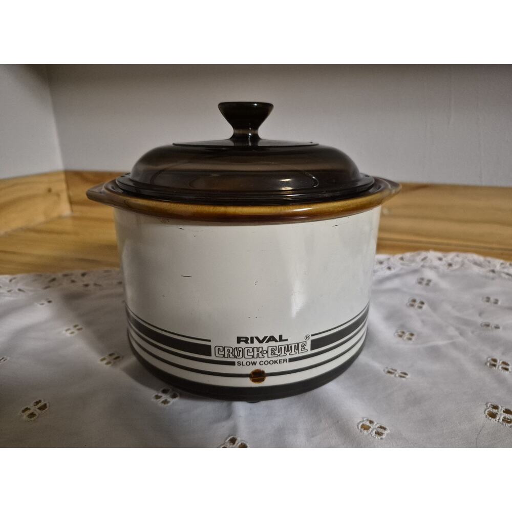 Vintage 1 Qt Rivel Crock-ette Tan/Brown Made In USA